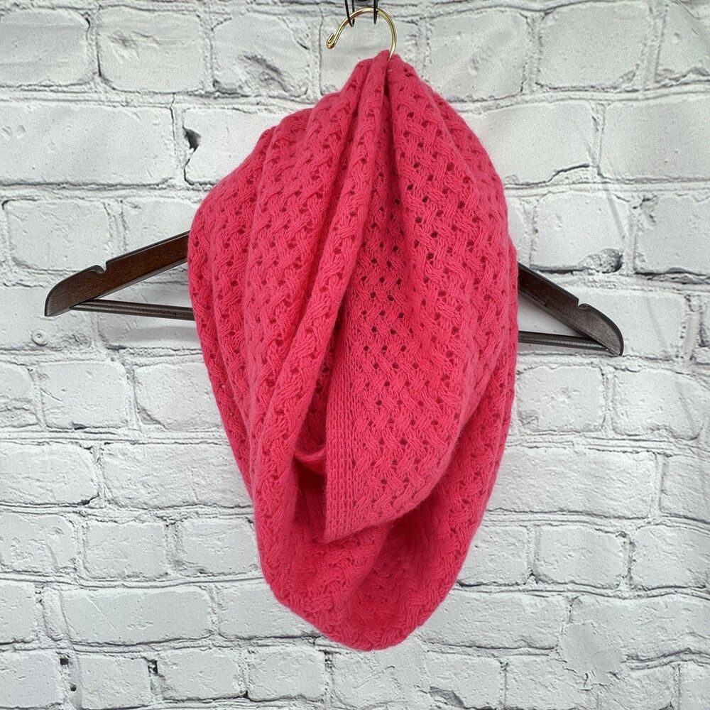 New Isaac Mizrahi Live 100% Cashmere Deep Pink Infinity/Tube Scarf 60"X16.5"